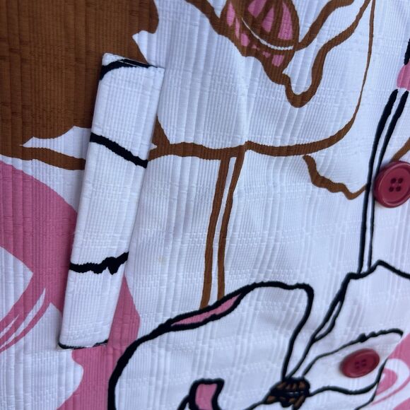 Milly of New York Trench Coat Jacket Hibiscus Floral Design Women’s Size 4 - Picture 7 of 9